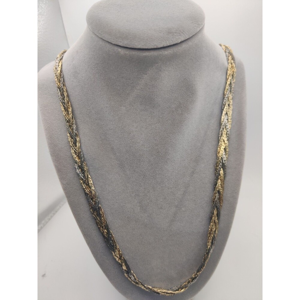 Vintage braided Necklace Costume three toned gold toned 28 inch